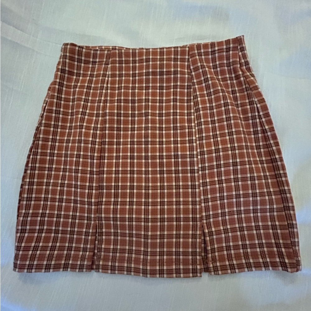 Aeropostale Brown/Orange Plaid high waisted Mini Skirt